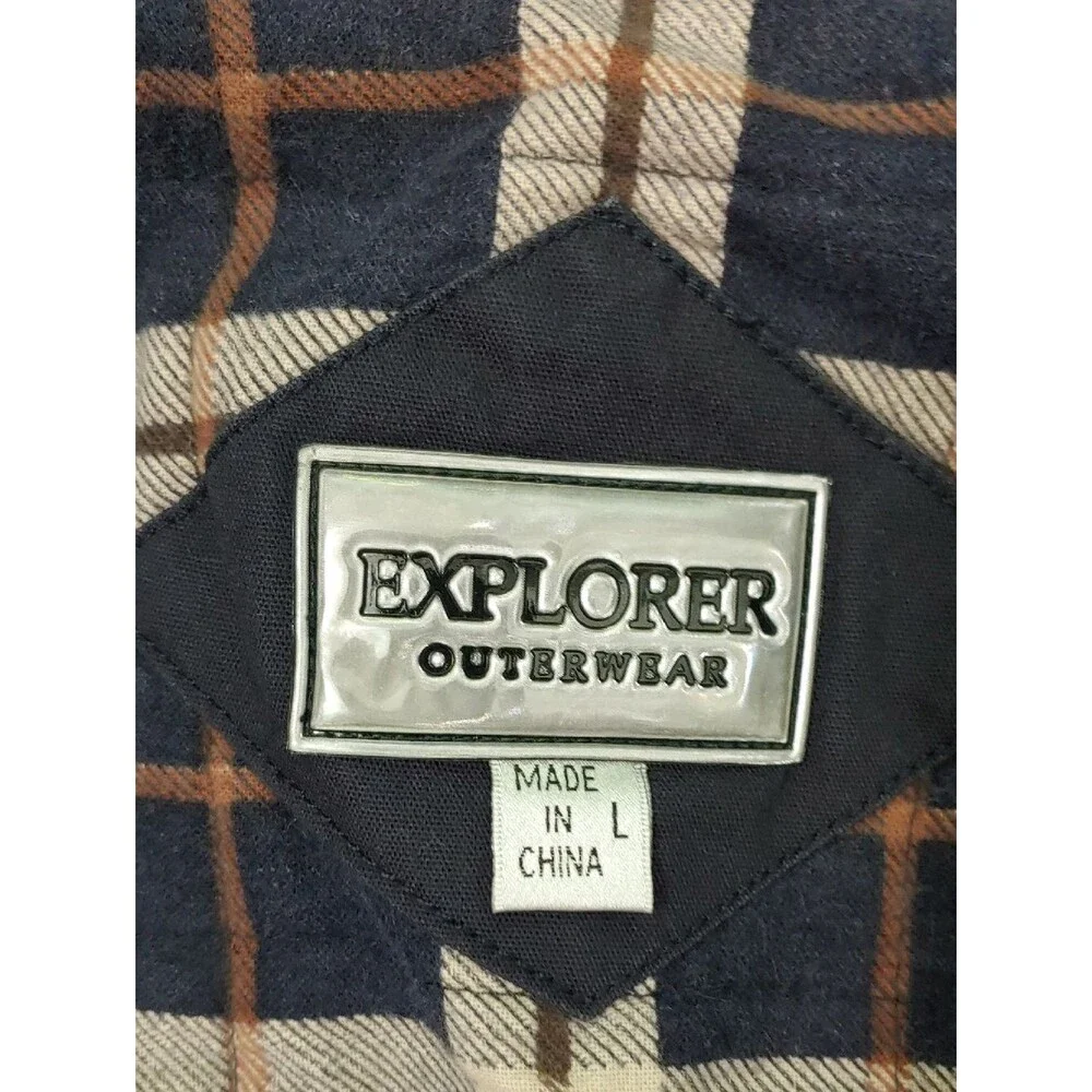 Vintage Navy Blue Barn Coat Flannel Lined Chore Jacket Corduroy Collar Unisex L